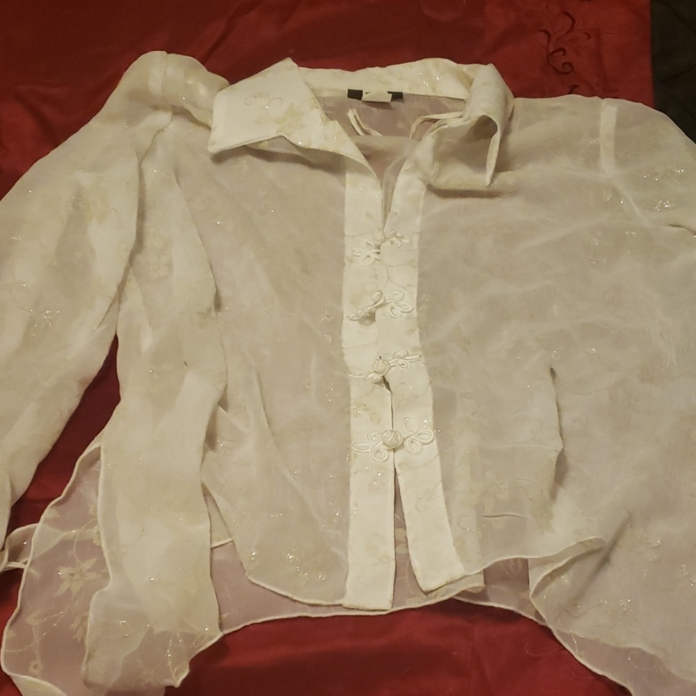 White see through blouse